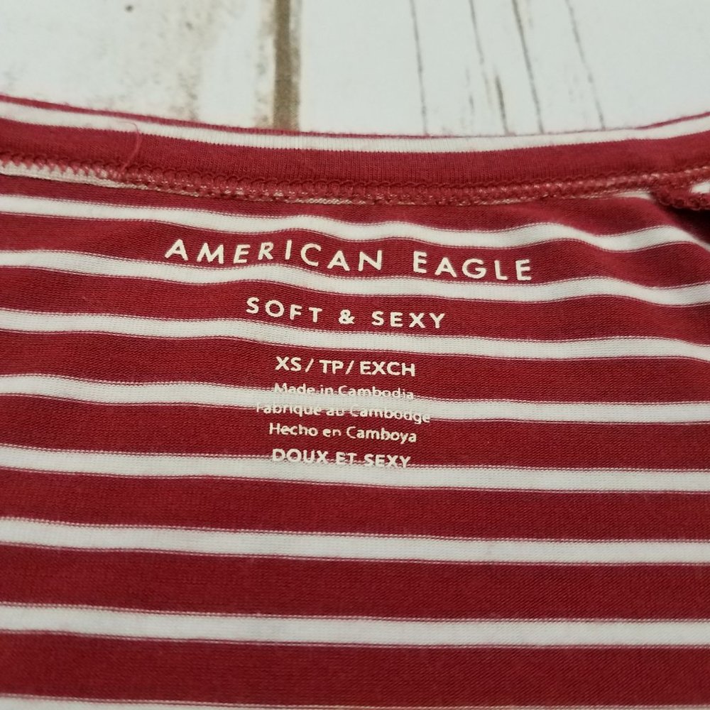 American Eagle Soft & Sexy V-Neck Striped T-Shirt Women's XS to S - Picture 7 of 8
